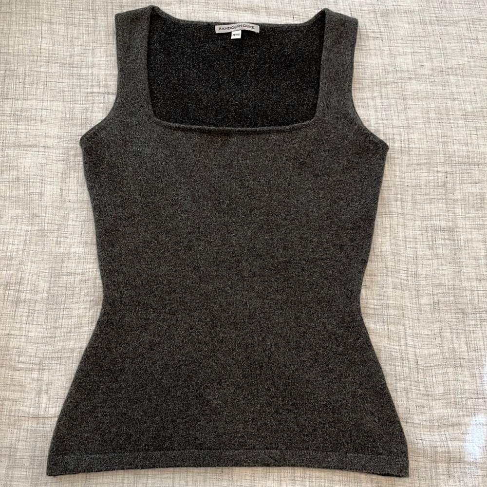 Randolph Duke charcoal gray cashmere blend sweater tank